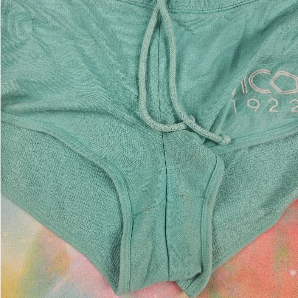 Hollister HCO 1922 Turquoise Blue Sweat Shorts Drawstring Waist Loungewear - Picture 5 of 7